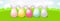 Large painted eggs stand on the green grass and the ears of the Easter Bunny stick out from behind.