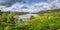 Large panorama with beautiful lake, Looscaunagh Lough in Molls Gap