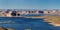 Large panorama of canyons and a lake on a clear sky day in Arizona, US