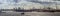 Large Panorama of the Hamburg Harbour in sunny weather with few clouds