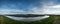 Large panorama landscape sunrise over countryside with medieval