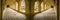 Large panorama of porches and arches in a convent in France