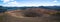 Large panorama of summit crater of Cinder Cone in Lassen Volcanic National Park in northern California. With snag lake and lassen