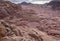 Large panoramic aerial or bird view on Roman Amphitheatre in the ancient Arab Nabatean city of Petra