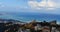 Large panoramic view  of  lebanese shore Kaslik Jounieh until Beirut in a far end in a golden light
