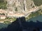 Large panoramic view of Sisteron on the Durance river, Rocher de la Baume opposite the old town. France