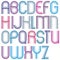 Large parallel colorful uppercase letters with rounded corners,