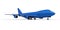 Large passenger aircraft of large capacity for long transatlantic flights. Blue airplane on white isolated background