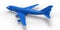 Large passenger aircraft of large capacity for long transatlantic flights. Blue airplane on white isolated background