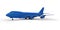 Large passenger aircraft of large capacity for long transatlantic flights. Blue airplane on white isolated background