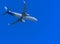 A large passenger airliner is a plane with a big wingspan high i