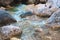 Large pebbles at the bottom of the river