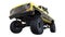 Large pickup truck off-road. Full - training. Highly raised suspension. Huge wheels with spikes for rocks and mud. 3d illustration