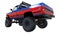 Large pickup truck off-road. Full - training. Highly raised suspension. Huge wheels with spikes for rocks and mud. 3d illustration