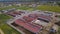 Large pig farm. Evening shooting. Aerial view