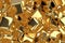 Large pile of gold bars in the shape of boxes, 3D illustration detail closeup. Conceptual depiction of success, wealth