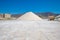 Large pile of sea salt in exterior of saltworks