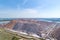 A large pile of unused rock, industrial storage of loose materials. Aerial view