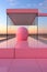 A large pink ball sitting on top of a pink platform. Generative AI image.