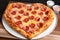 large pizza heart serving plate filled with pepperoni and extra cheese