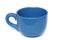 A large plain all blue coffee mug with handle