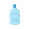 Large plastic bottle for drinking water. Empty blue container for storage liquids. Flat vector element for promotional