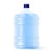 Large plastic bottle with water. Volume five gallons. Clean spring or purified water.