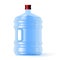 Large plastic bottle with water. Volume five gallons. Clean spring or purified water.