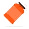 Large plastic orange canister for sports supplements flat isolated