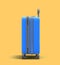 Large plastic travel suitcase with a combination lock and wheels left view 3d render on yellow