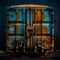 Large port rusty container - AI generated image