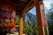 Large prayer wheel in buddhist temple in Bhutan