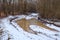 Large puddle on the rural road.