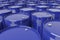 Large quantity of blue oil barrels, 3d rendering.