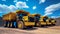 Large quarry dump truck in coal mine. Mining equipment for the transportation of minerals.