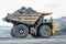 Large quarry dump truck. Transport industry.