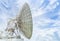 Large radio antenna astronomy dish in earth communication antenna system center station