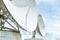 Large radio antenna astronomy dish in earth communication antenna system center station