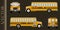 Large realistic school bus.Image of a classic school bus, from different sides.Vector