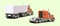 Large realistic truck with and without semitrailer. Loaded tractor, rear view