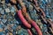 Large Red Chain Links used in a Dry dock Shipyard