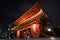 A large red lamp in Sensoji Temple, Japan. Also known as Shrine of Asakusa Night photography It is a famous tourist destination of