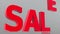 Large red letters descend from above and spell the word sale