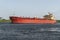 Large red oil chemical tanker