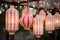large red and white decorative lanterns