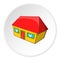 Large residential house icon, cartoon style