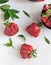 Large ripe deformed strawberries of abnormal shape. Trendy food. Concept of organic eco products. Ugly products. Top view