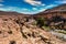 Large river canyon running through the Atacama Desert in the Arica y Parinacota Region of northern Chile