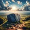 A large rock on a hill with a stunning background