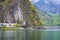Large rock mountain along Lake Lucerne, Switzerland